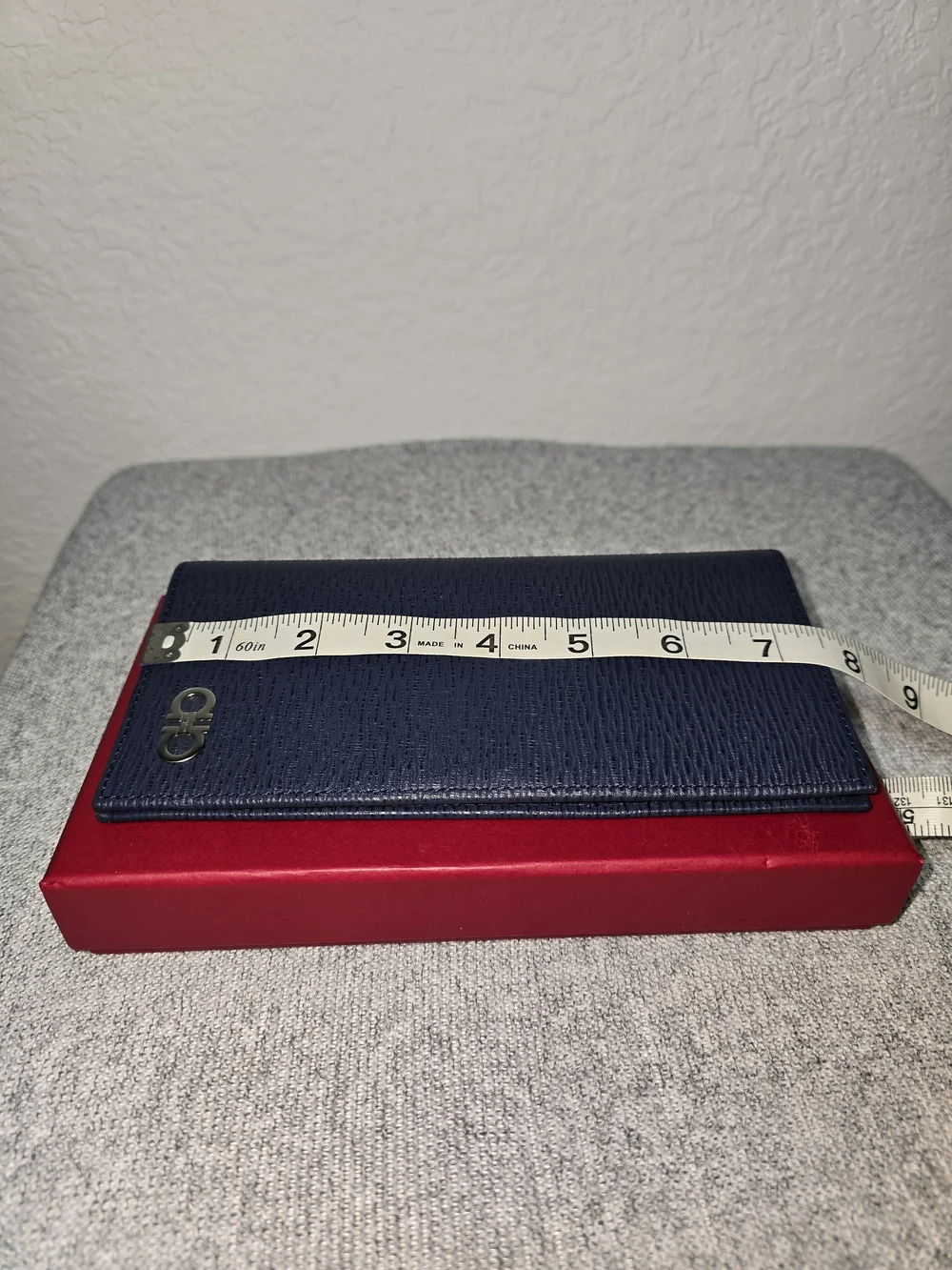 Salvatore Ferragamo Navy Textured Leather Long Card Holder with Silver Logo